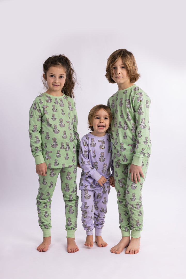 Family Rabbit Pyjamas Kids Pyjamas two-piece with RABBIT print purple – Tao & Friends