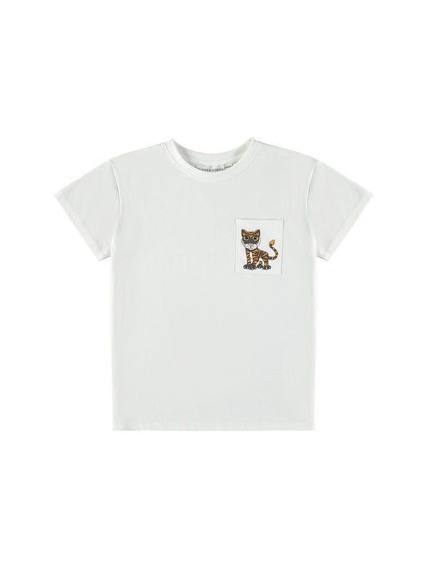 T-Shirt TIGER with chest pocket white
