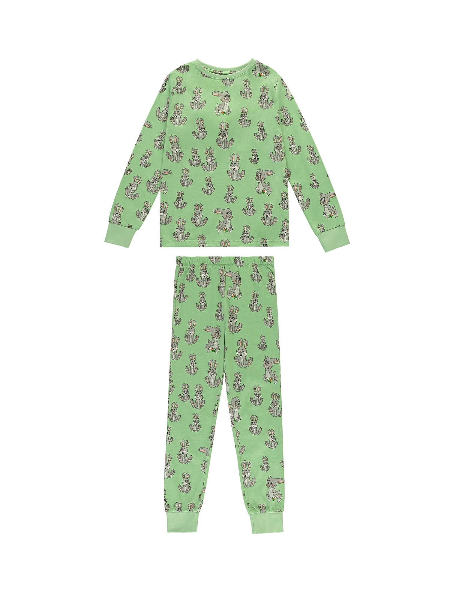 Pyjamas Rabbit Organic Kids two-piece Pyjamas with RABBIT print light green – Tao ...